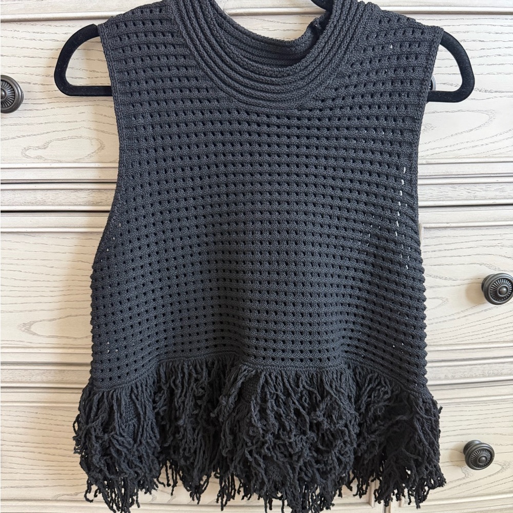 Zara Sleeveless Knit Top with Fringe